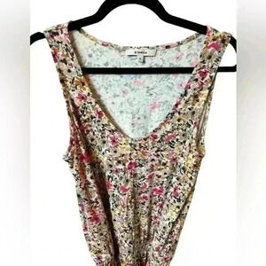 Garcia Floral Romper Boho V Neck Sleeveless Cream Pink Summer Medium
